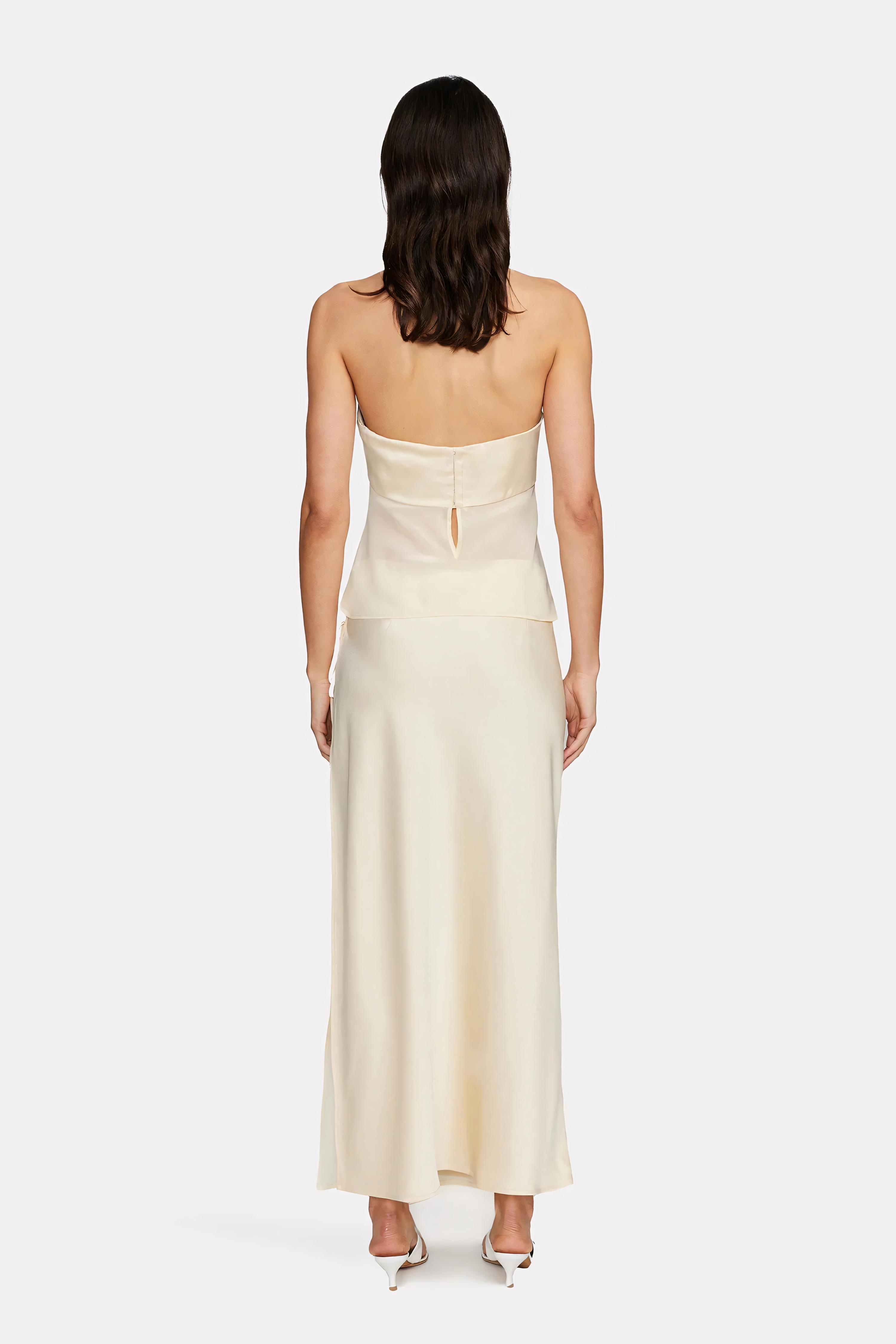 Lunara – Sheer Draped Strapless Dress